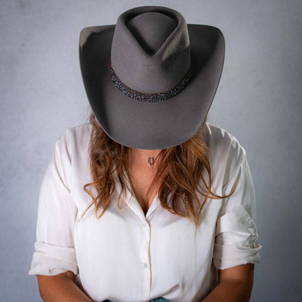 Women’s Kemo Sabe coral  rabbit cowboy Hat with Scarf Accent silver longhorn. ASH GREY RABBIT HAT main image 4
