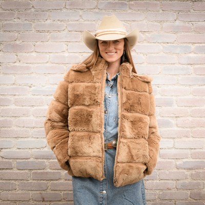 REVERSIBLE REX FUR DOWN JACKET CAMEL