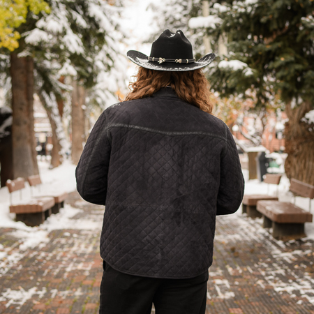 WAXED GOAT SUEDE LEATHER JACKET