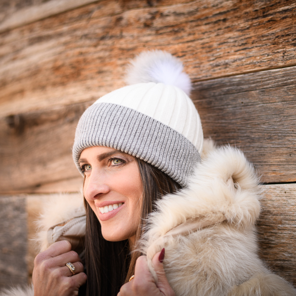 TWO TONE POM BEANIE