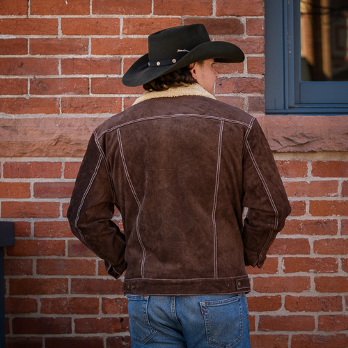 CHOCOLATE SUEDE JEAN JACKET