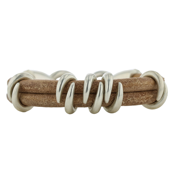 NATURAL DOUBLE LEATHER SPIRAL BRACELET