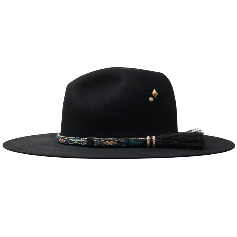BLACK & TURQUOISE HITCHED HORSEHAIR HAT BAND