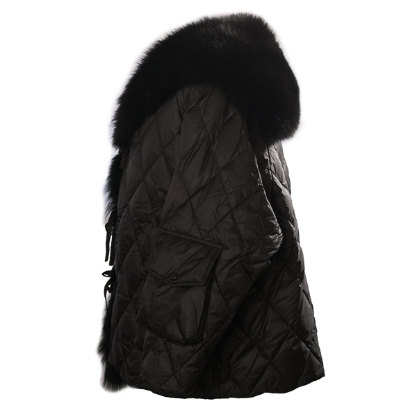 ◆UMBRO◆ Women's Cozy Silhouette Goose Down Jacket Ivory UP BLACK GOOSE DOWN FUR JACKET