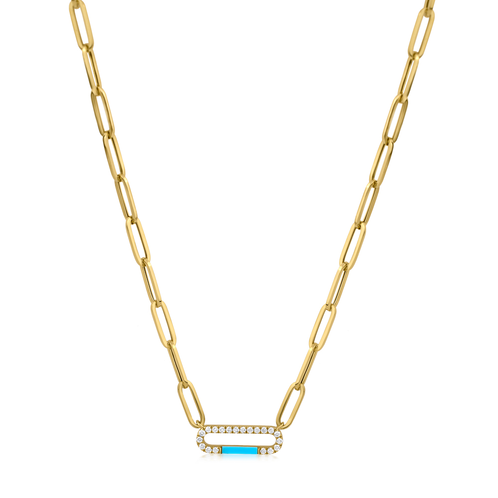Turquoise Paperclip Necklace main image 1