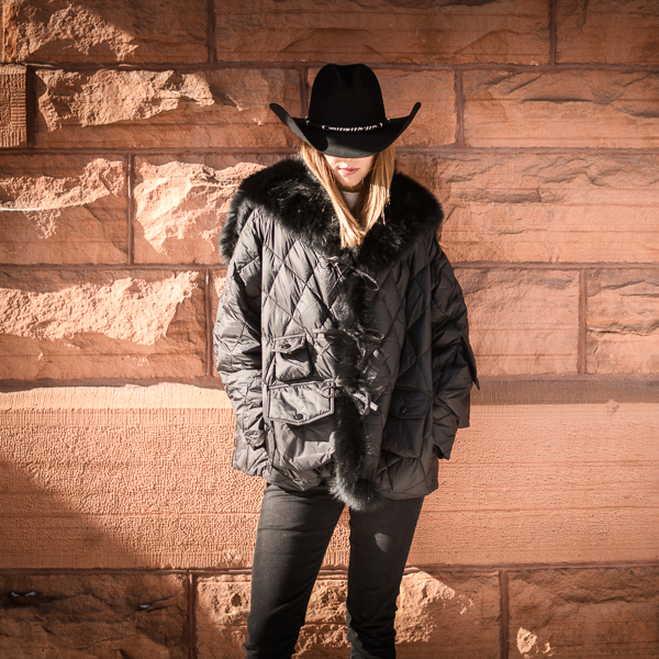 BLACK GOOSE DOWN FUR JACKET
