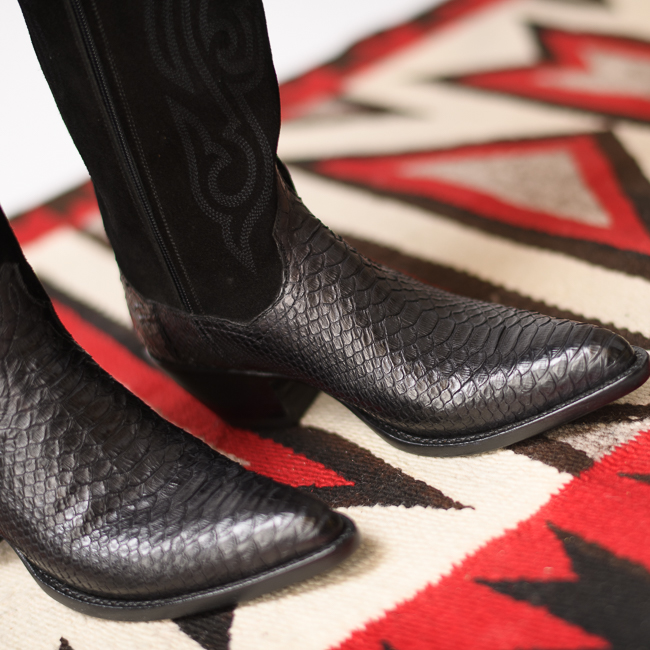 BLACK PYTHON LINDSAY BOOTS
