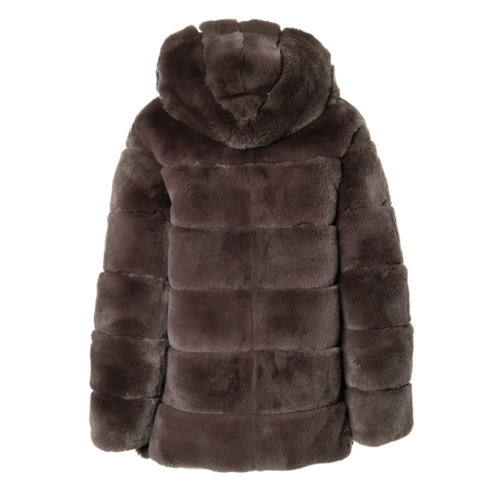 ジャケット・アウター POODLE REVERSIBLE PUFFER JACKET REVERSIBLE REX FUR DOWN JACKET BROWN