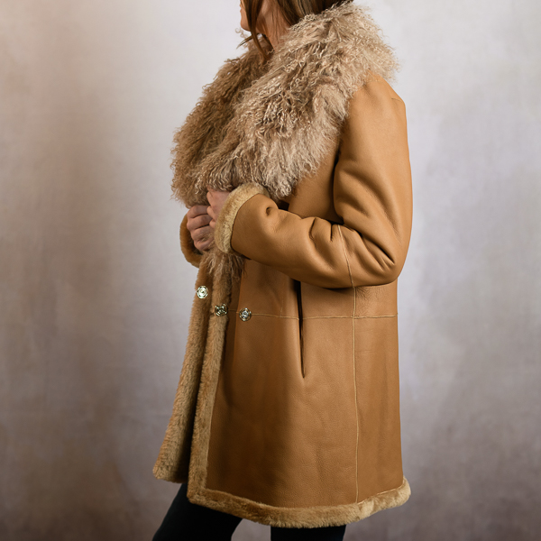 REVERSIBLE REX FUR DOWN JACKET CAMEL