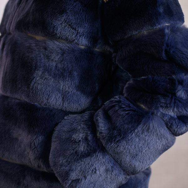 REVERSIBLE REX FUR DOWN JACKET NAVY