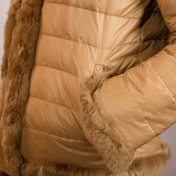 【CAMEL】Reversible nylon fur blouson REVERSIBLE REX FUR DOWN JACKET CAMEL