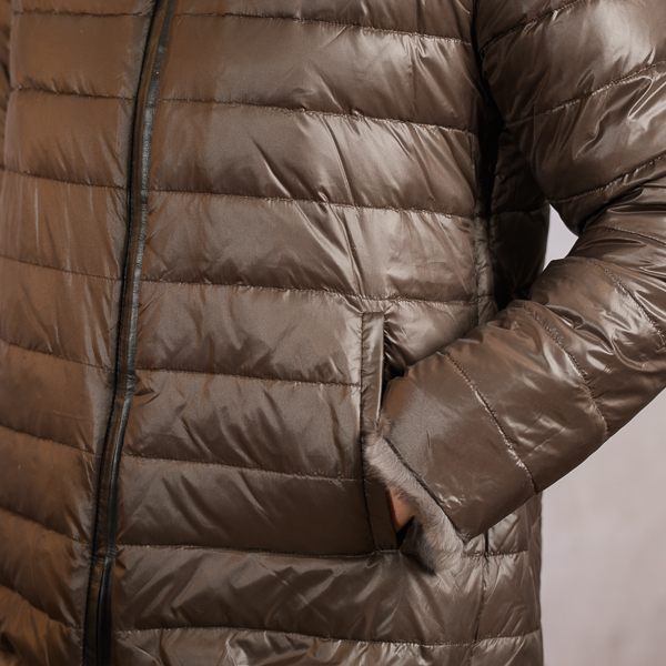 REVERSIBLE REX FUR DOWN JACKET BROWN REVERSIBLE REX FUR DOWN JACKET BROWN