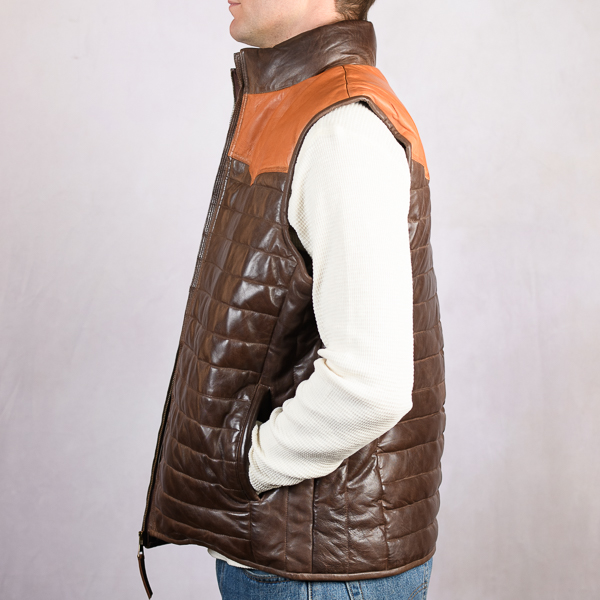 TWO TONE BROWN LEATHER VEST