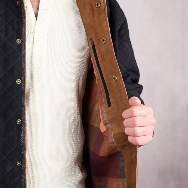 WAXED GOAT SUEDE LEATHER JACKET