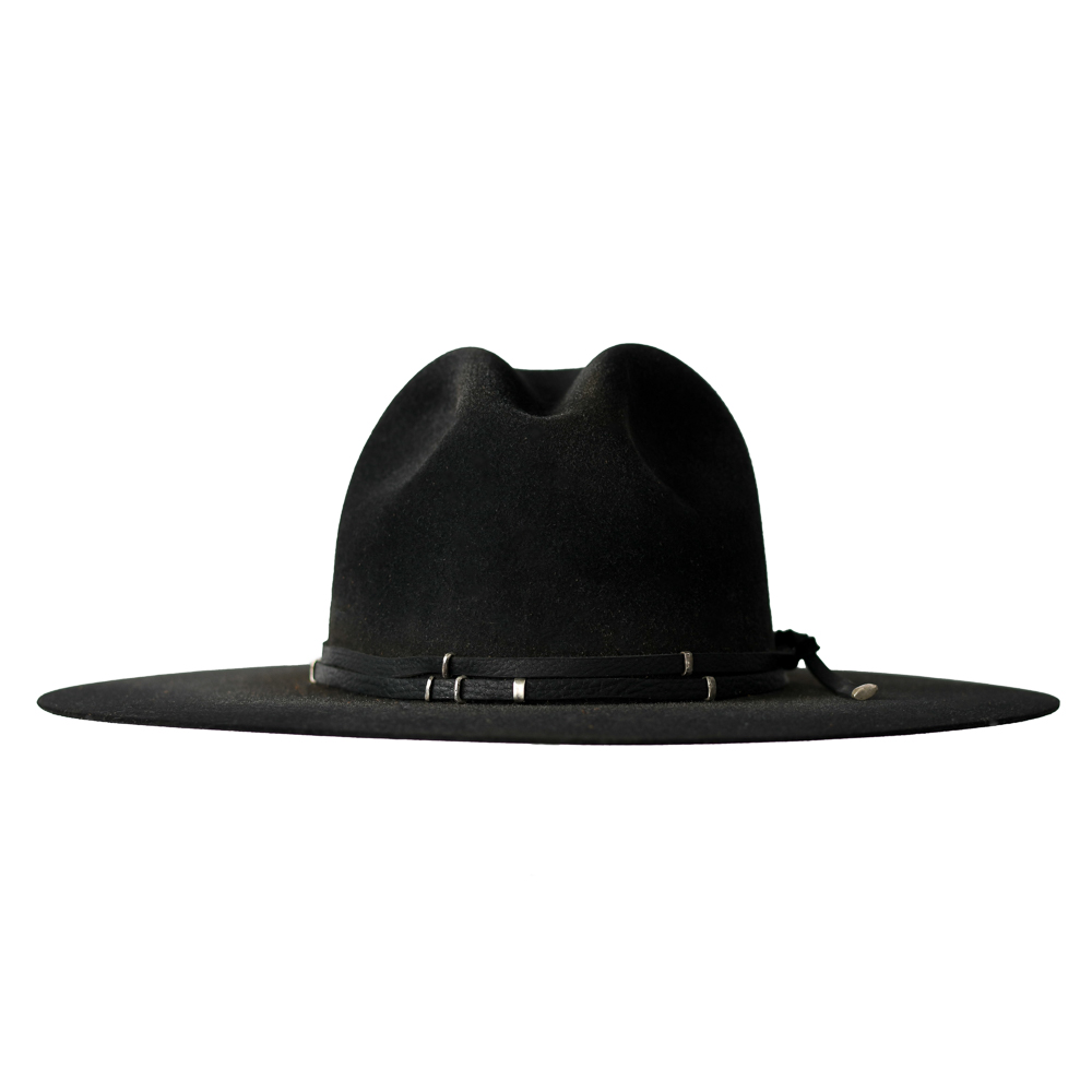 BLACK LEATHER WRAP WITH STERLING SILVER SLIDES