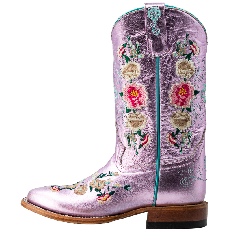 Pink top floral boots