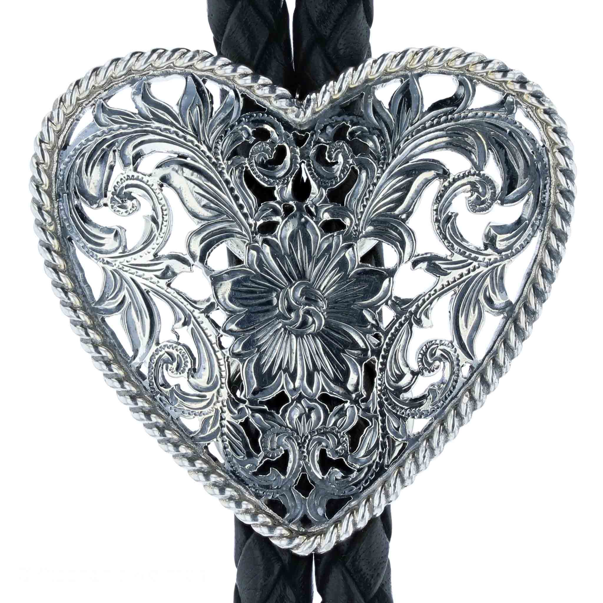 FILIGREE HEART BOLO TIE display picture 2