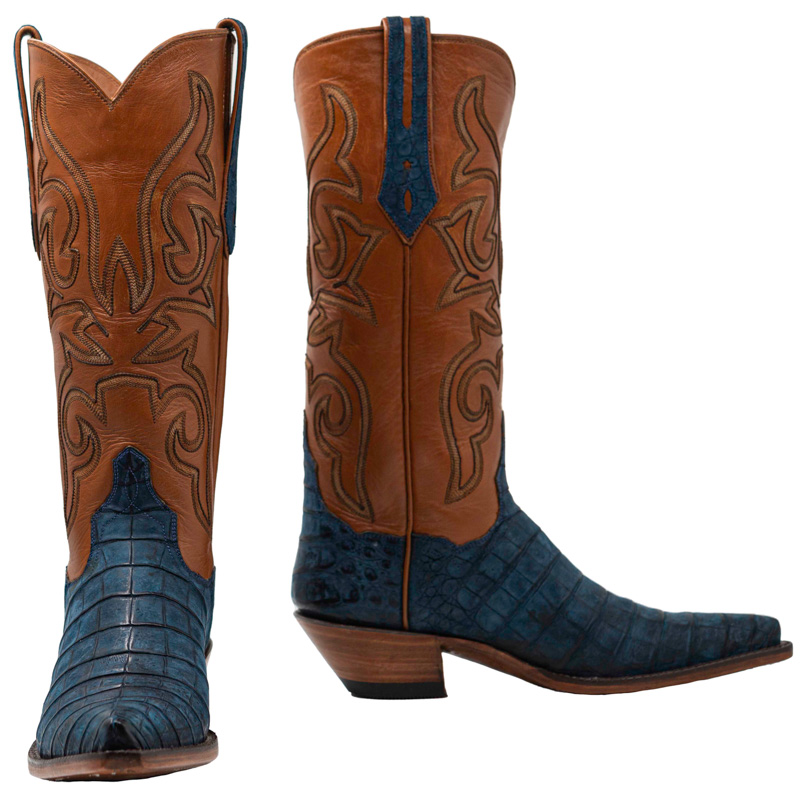 Blue suede cowboy hot sale boots mens