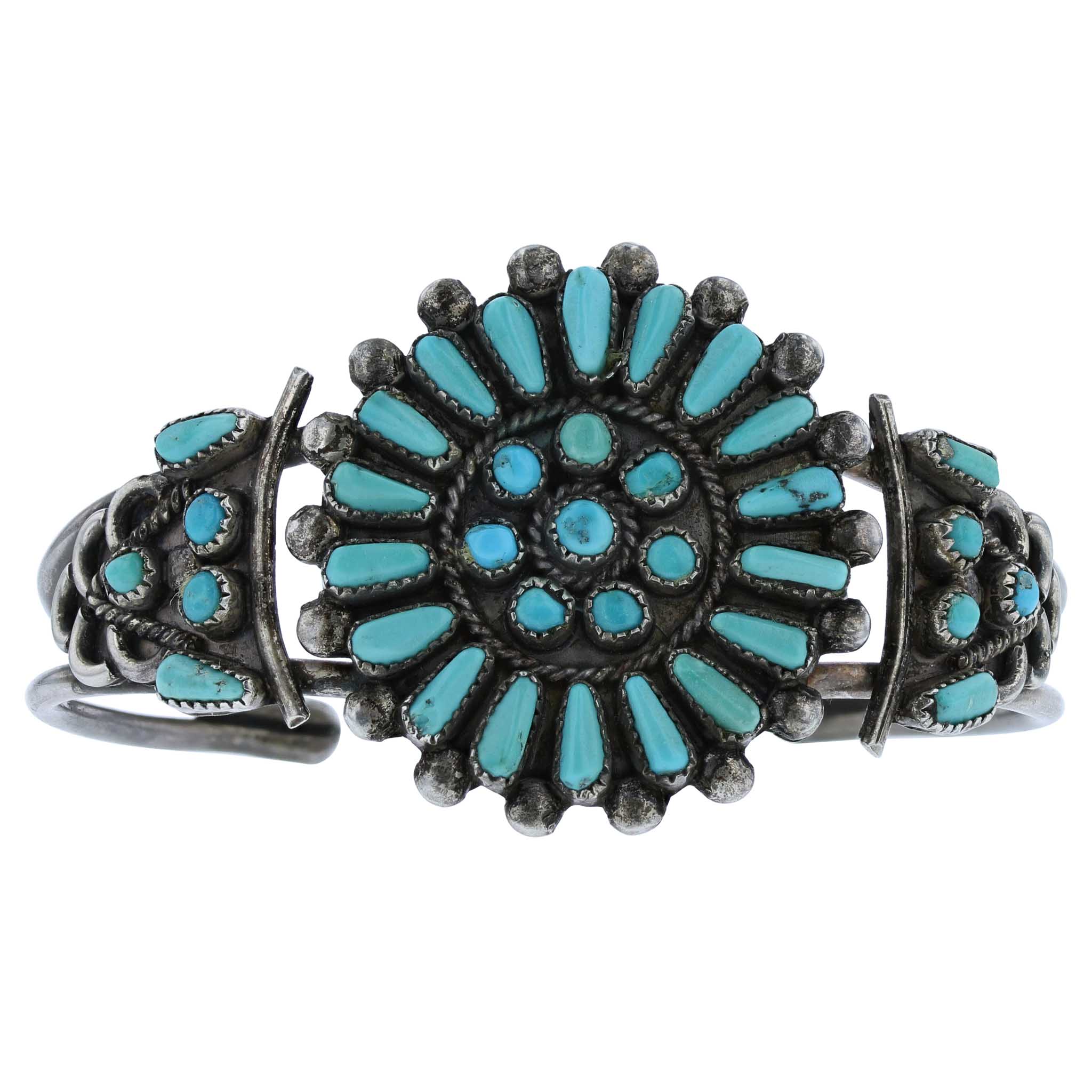 ZUNI TURQUOISE PETIT POINT CLUSTER CUFF