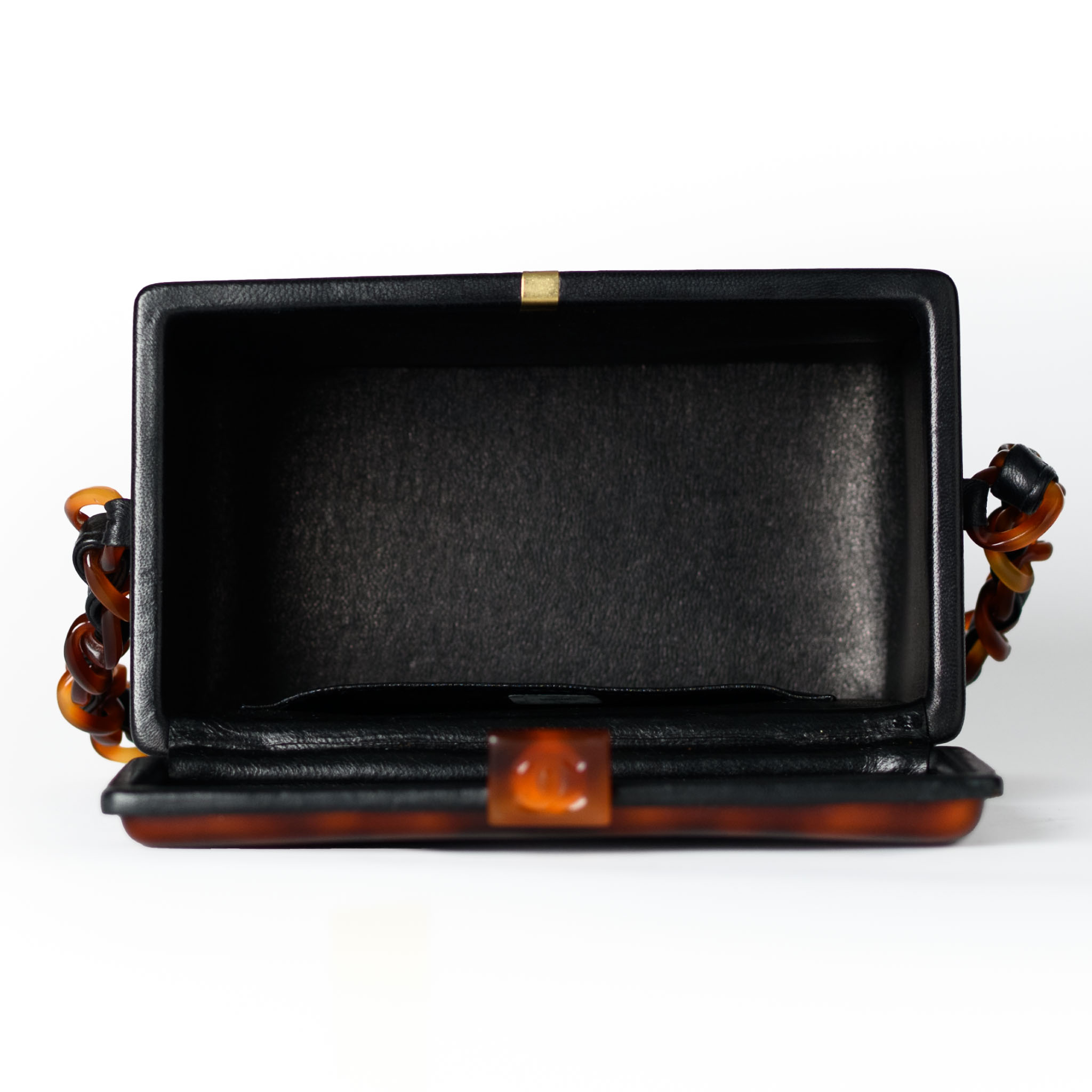 1996 CHANEL BLACK QUILTED LEATHER BOX PURSE