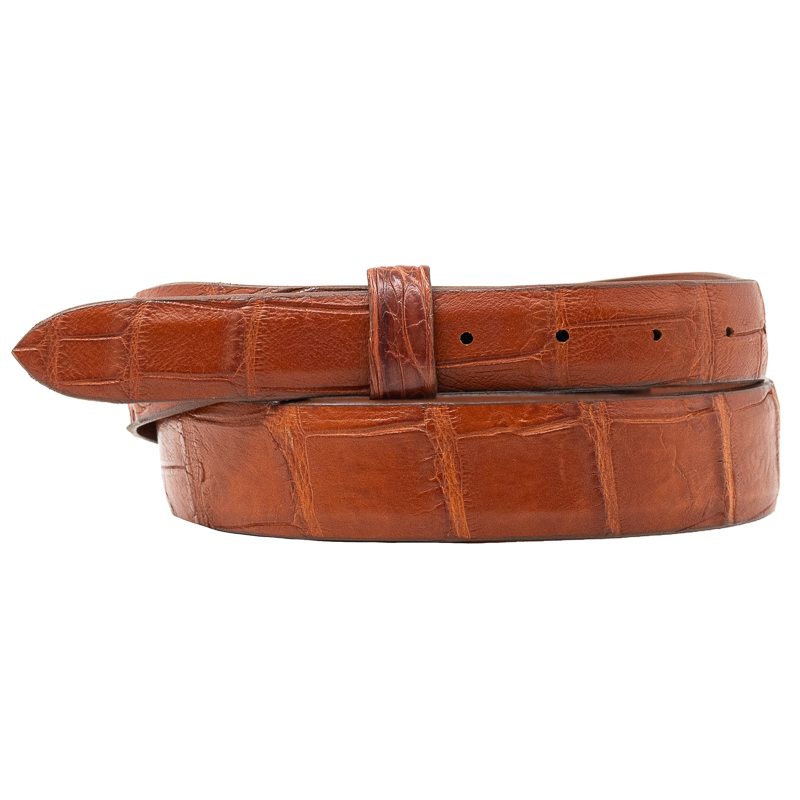 Brown Matte Alligator Leather Belt Strap - 1 1/4 > 1 Taper