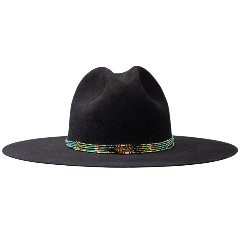 Pantera Velvet Leopard Bottom Wide Brim Wool Fedora by Levine Hat Co. Black / L