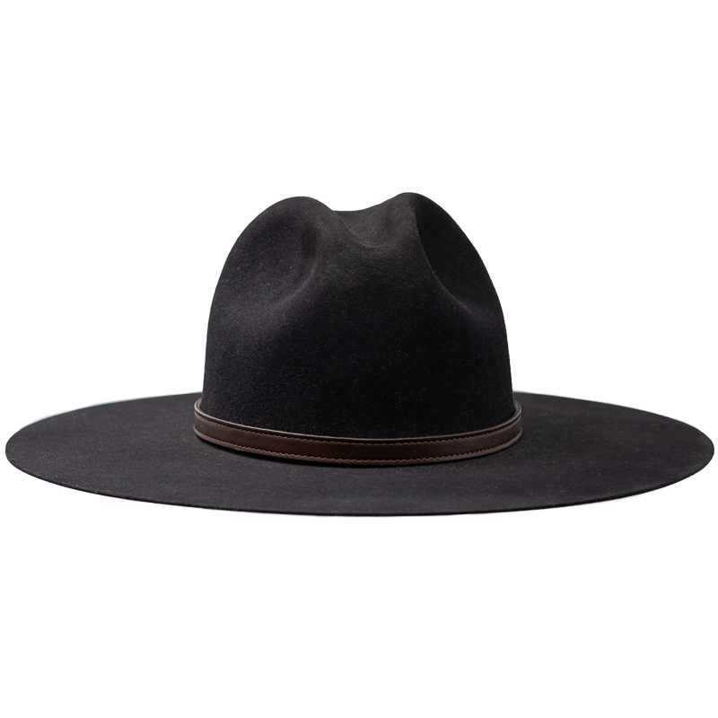 Club Monaco Wool Fedora Hat With Leather Calf Hair Hat Band Club Monaco Black 100% Wool Fedora Hat Made In Italy Classic  main image 3