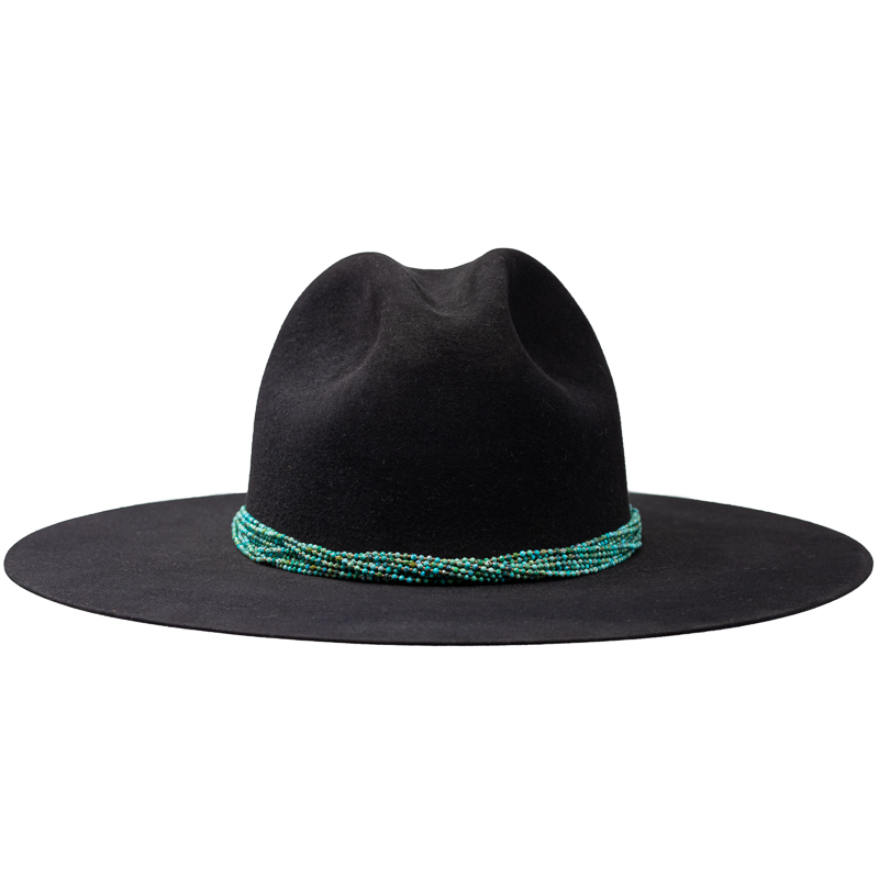 Hatband B1-G | 7 Row Stretch Turquoise/Rust/Black