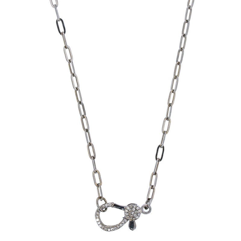 PAPERCLIP CHAIN WITH DIAMOND CLASP 18