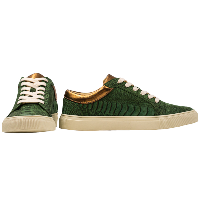 OLIVE OSTRICH LEG WOMEN'S SNEAKER
