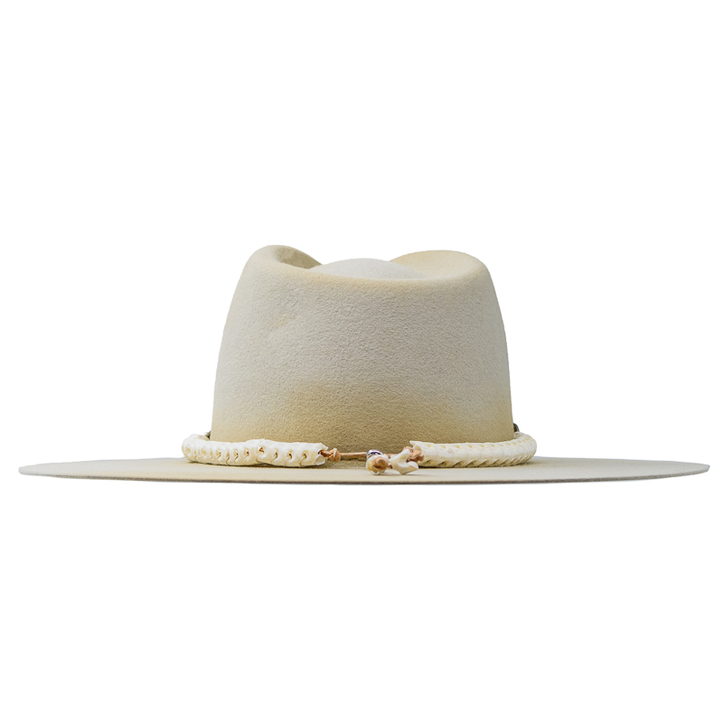 WHITE SNAKE VERTEBRAE HAT BAND WITH NICKLE COINS