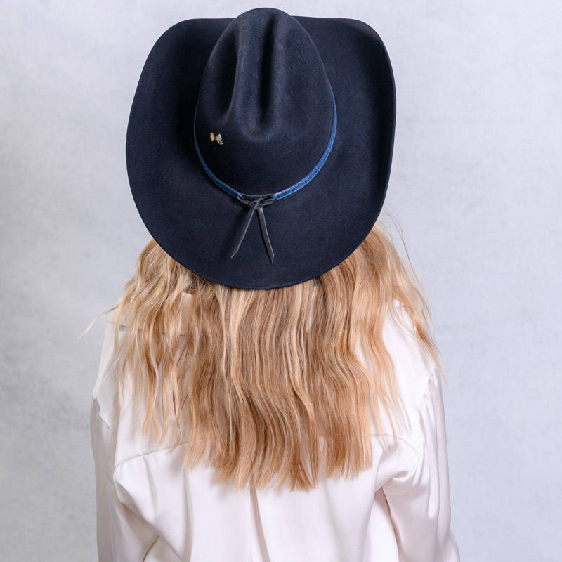 Women’s Navy Cowboy Hat with Brown accent Foaincore 4 Pcs Cowboy Hat for Women Men Western Cowboy  main image 4