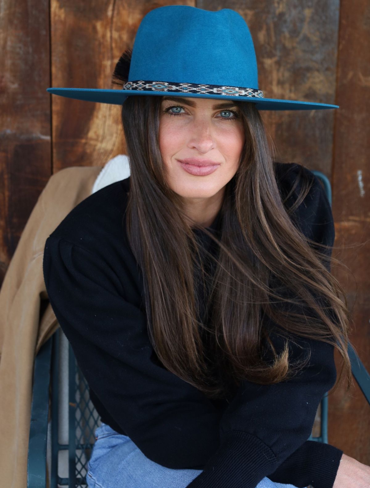 Women\'s Goorin Bros Blue Felt Fedora with Black Leather Tie Felt Women main image 3
